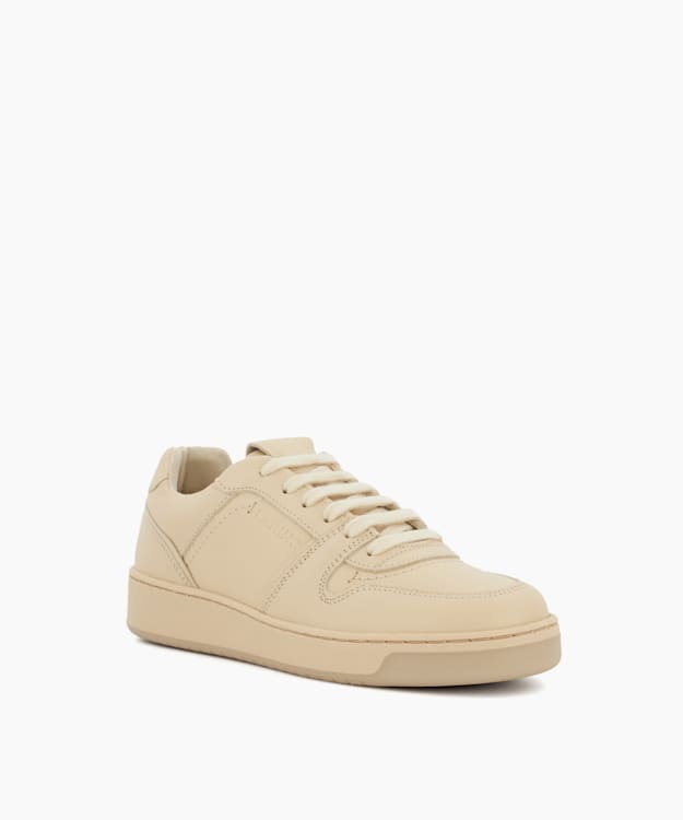 Dune London Palmm - Ecru Leather Lace-Up Trainers