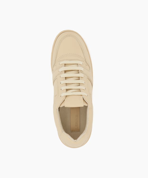 Dune London Palmm - Ecru Leather Lace-Up Trainers