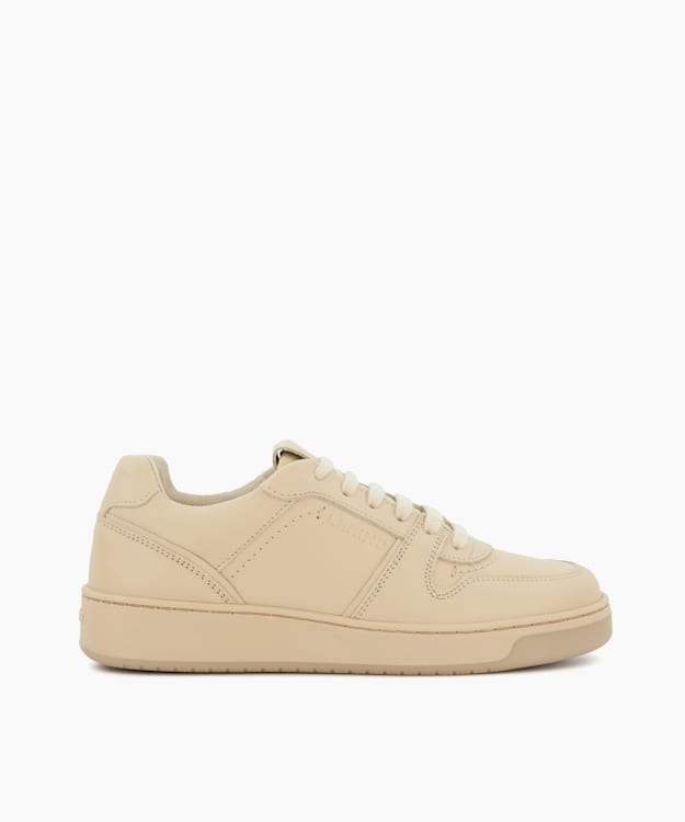 dune london Palmm - Ecru Leather Lace-Up Trainers