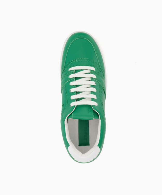 Dune London Palmm - Green Leather Lace-Up Trainers