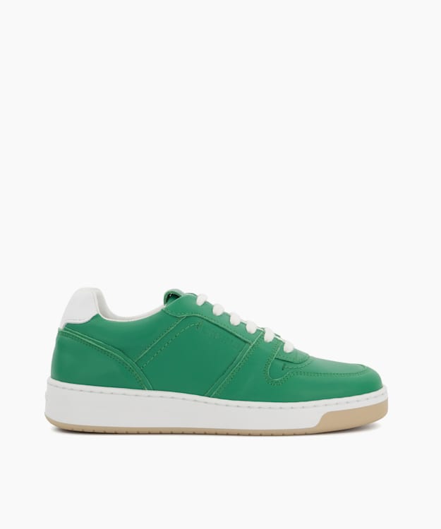 dune london Palmm - Green Leather Lace-Up Trainers