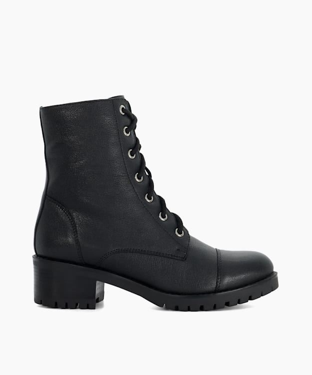 dune london Pandore - Black Chunky Lace Up Boots