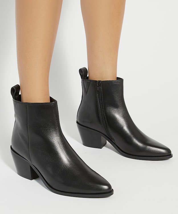 Dune London Papz - Black Western Ankle Boots