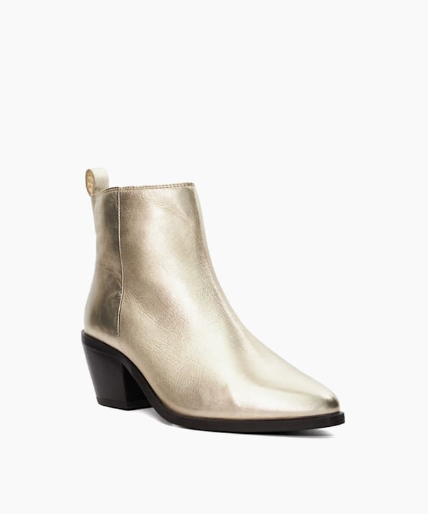 Dune London Papz - Gold Western Ankle Boots
