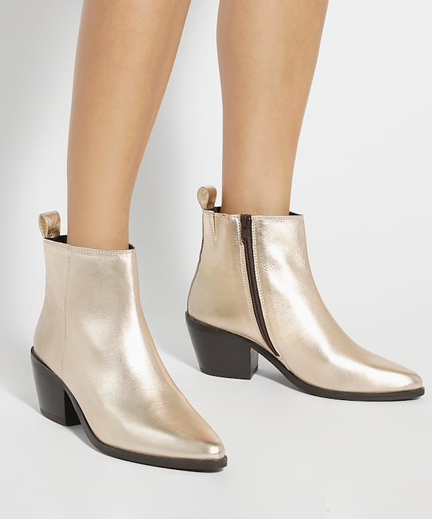 Dune London Papz - Gold Western Ankle Boots
