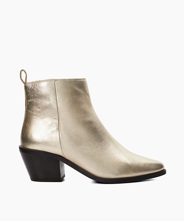 dune london Papz - Gold Western Ankle Boots