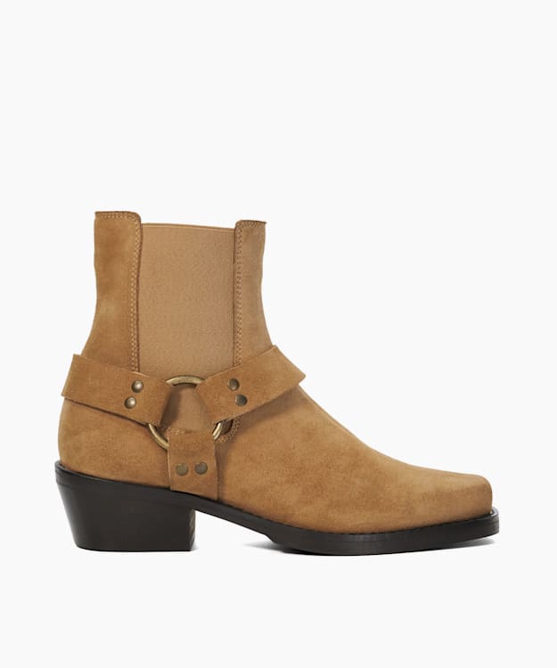 dune london Parked - Sand Harness Suede Biker Boots