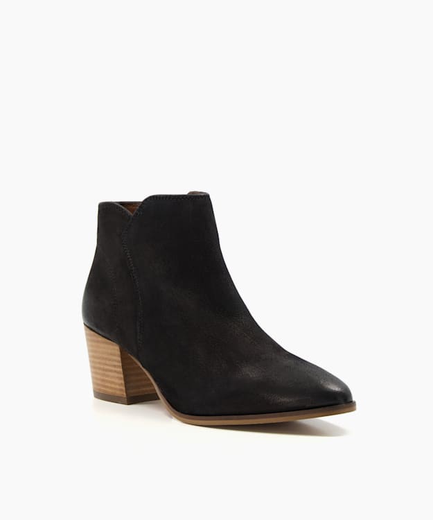 Dune London Parlor - Black Heeled Suede Ankle Boots