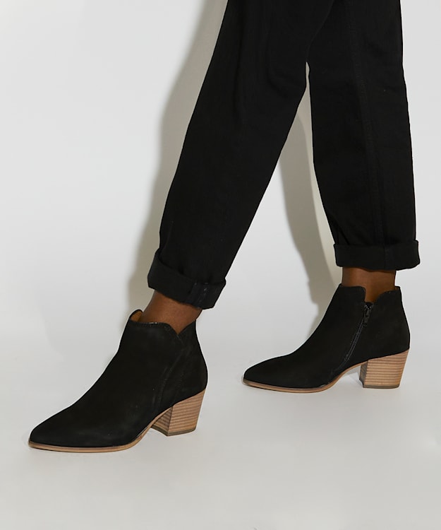 Dune London Parlor - Black Heeled Suede Ankle Boots