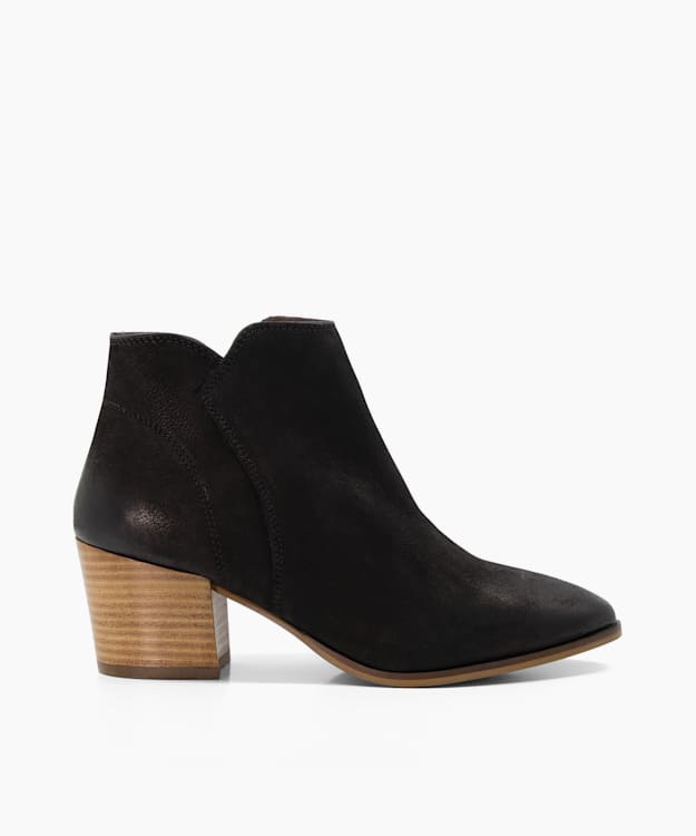 dune london Parlor - Black Heeled Suede Ankle Boots