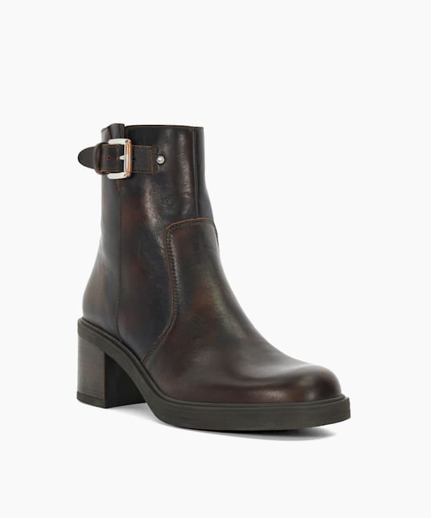 Dune London Parlowe - Brown Chunky Heel Ankle Boot
