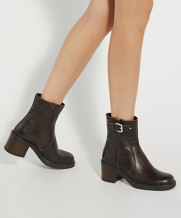 Dune London Parlowe - Brown Chunky Heel Ankle Boot