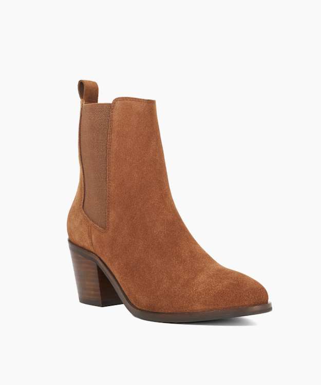 Dune London Pasil - Tan Almond Toe Block Heel Boots