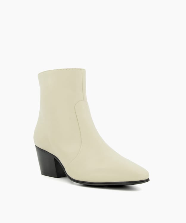 Dune London Patio - Ecru Leather Ankle Boots