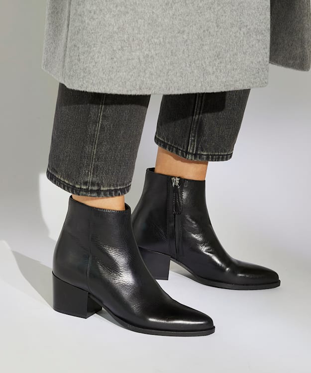 Dune London Patten - Black Leather Western Boots