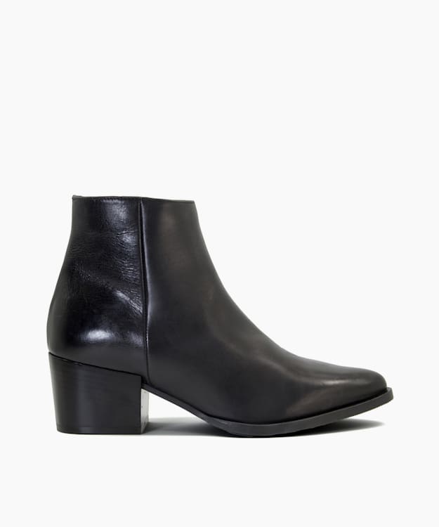 dune london Patten - Black Leather Western Boots