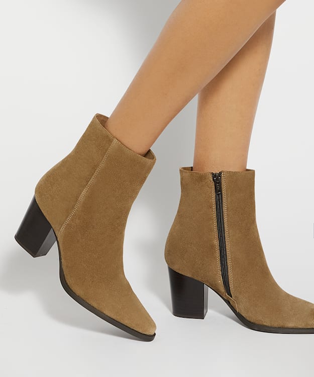 Dune London Paxten - Sand Suede Western Ankle Boots