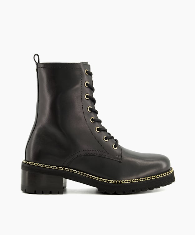 dune london Payden - Black Chain-Detail Combat Boots