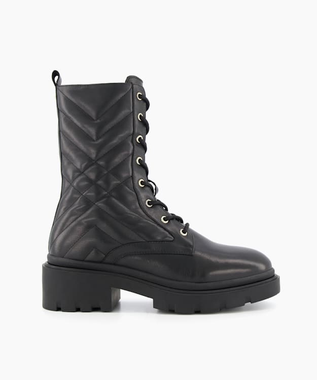 dune london Paynter - Black Quilted Biker Boots