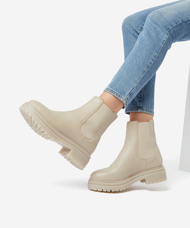 Dune London Payslee - Ecru Chunky Sole Chelsea Boot
