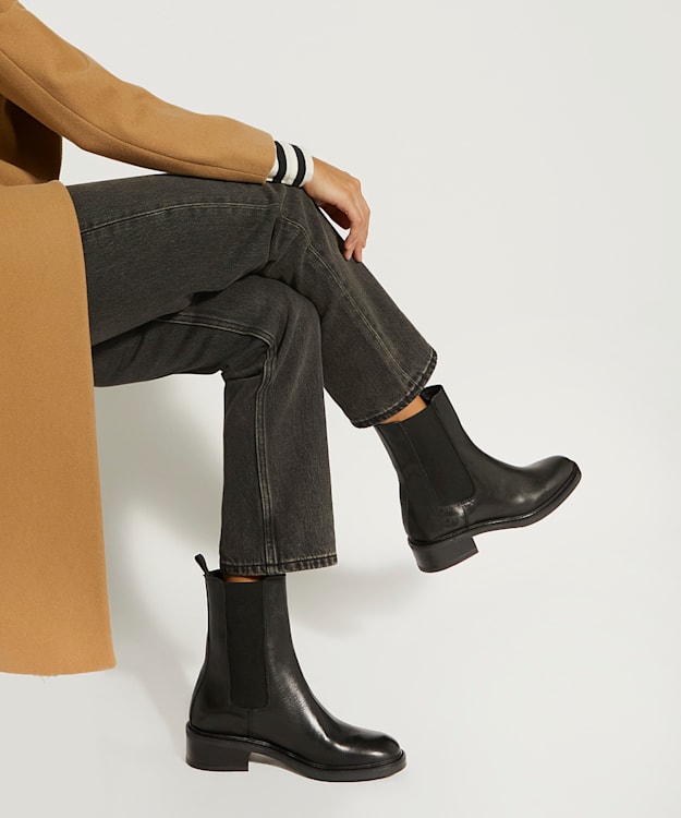 Dune London Peanuts - Black Leather Chelsea Boots