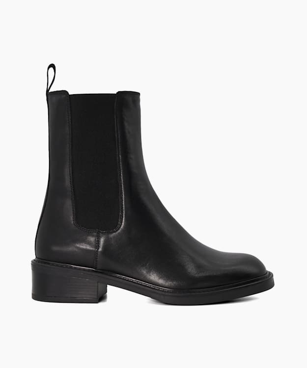 dune london Peanuts - Black Leather Chelsea Boots
