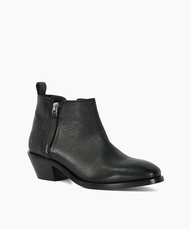 Dune London Pear - Black Stacked Heel Boots