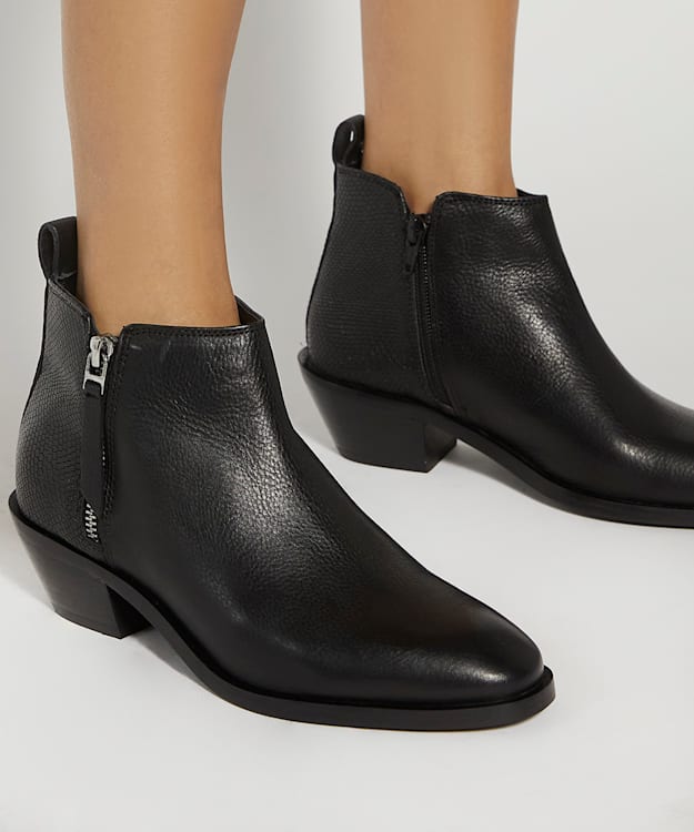 Dune London Pear - Black Stacked Heel Boots