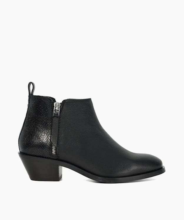 dune london Pear - Black Stacked Heel Boots