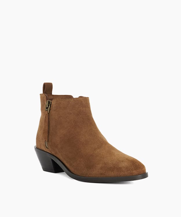 Dune London Pear - Tan Stacked Heel Boots