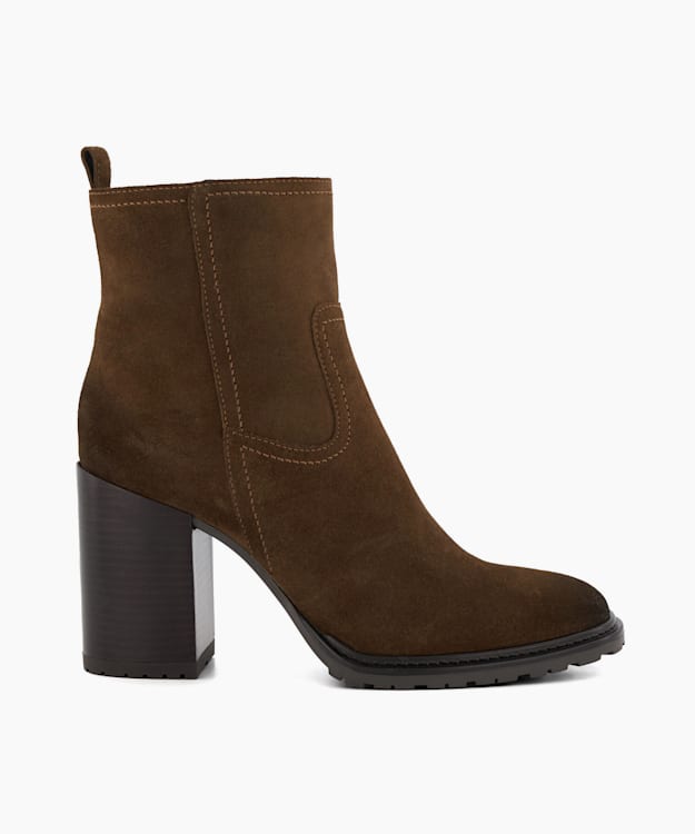 dune london Peng - Brown Block-Heel Ankle Boots
