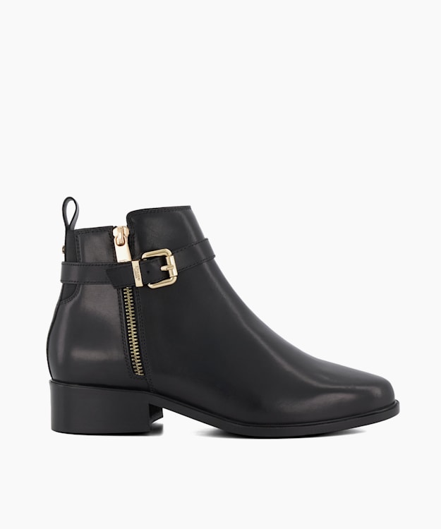 dune london Pepi - Black Wide Fit Black Ankle Boots