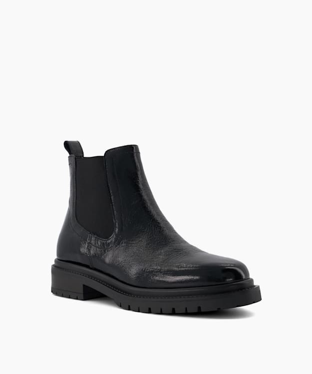 Dune London Perceive - Black Patent Chelsea Boots
