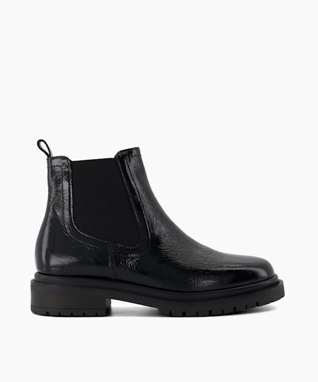 dune london Perceive - Black Patent Chelsea Boots