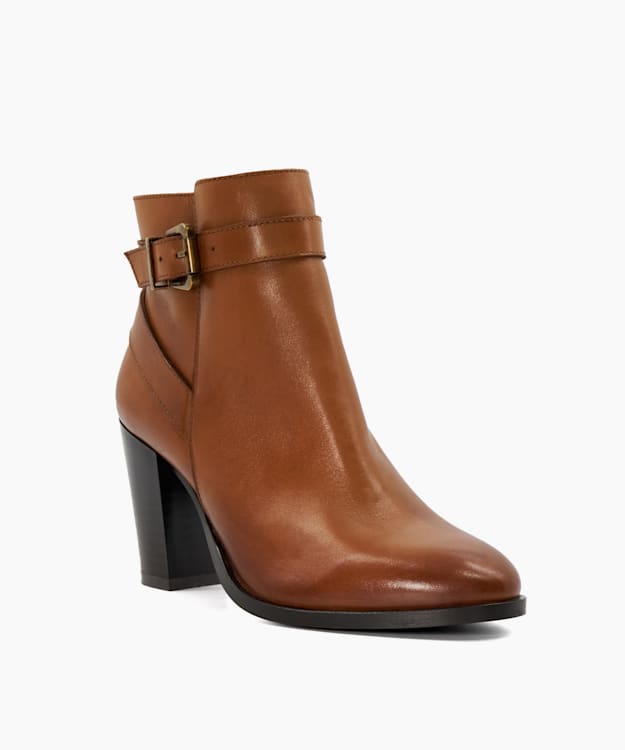 Dune London Philippa 2 - Tan Cone Heeled Ankle Boots
