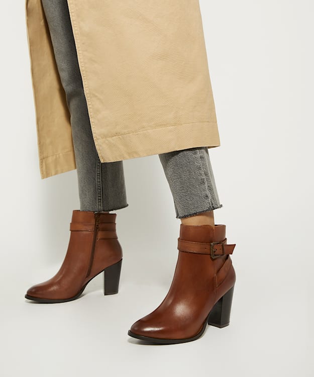 Dune London Philippa 2 - Tan Cone Heeled Ankle Boots