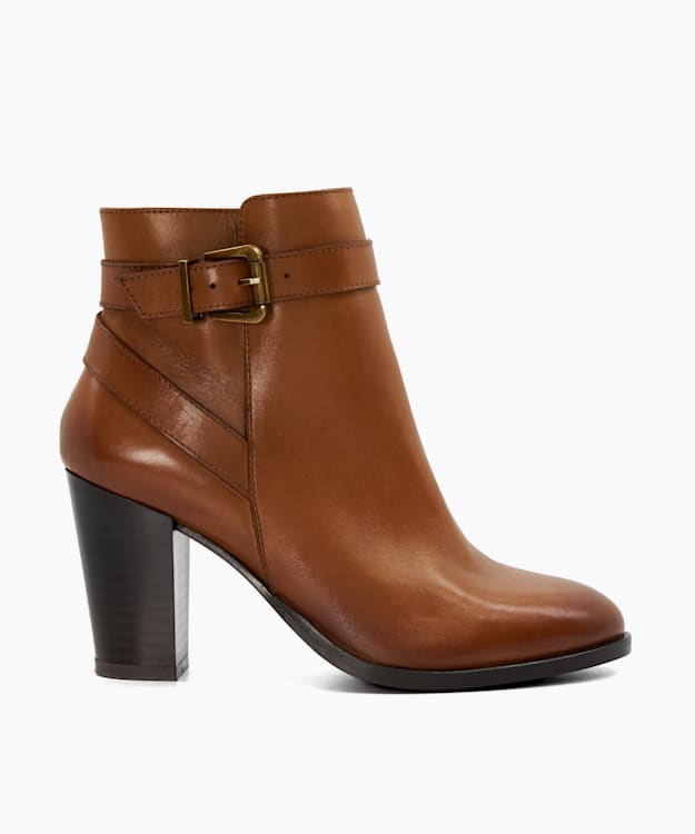 dune london Philippa 2 - Tan Cone Heeled Ankle Boots