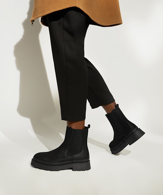 Dune London Photograph - Black Chunky Chelsea Boots
