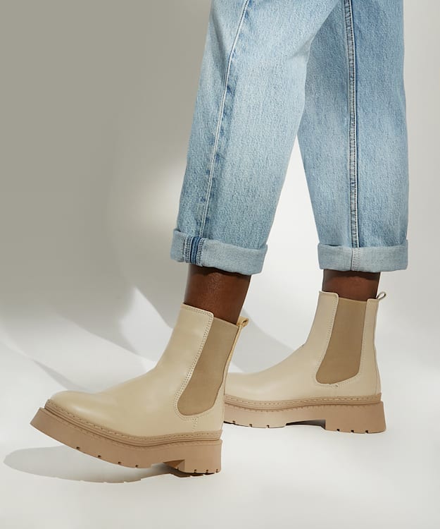 Dune London Photograph - Ecru Chunky Chelsea Boot