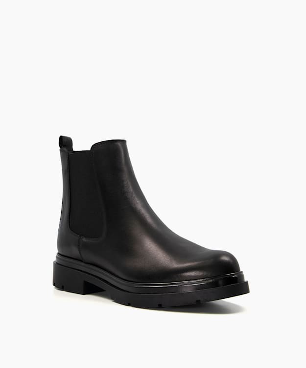 Dune London Pinot - Black Leather Chelsea Boots