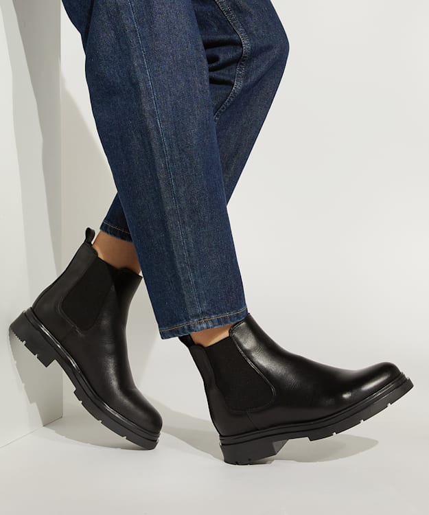 Dune London Pinot - Black Leather Chelsea Boots