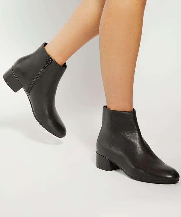 Dune London Pippie - Black Low-Heel Ankle Boots