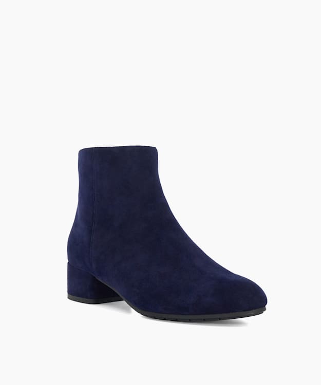 Dune London Pippie - Navy Low-Block Heel Ankle Boots