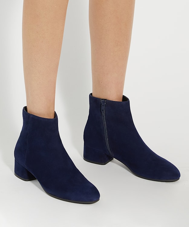 Dune London Pippie - Navy Low-Block Heel Ankle Boots