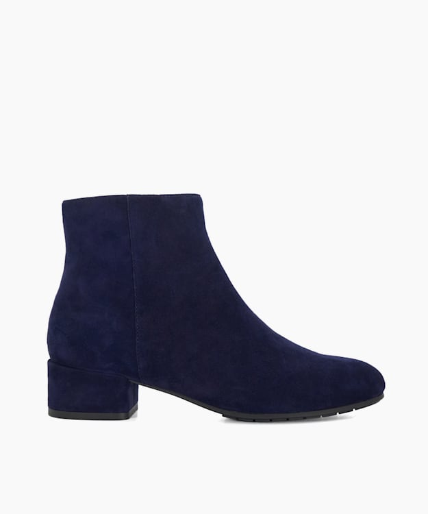 dune london Pippie - Navy Low-Block Heel Ankle Boots