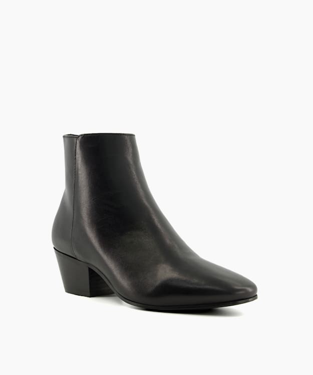 Dune London Pisco - Black Western-Style Ankle Boots