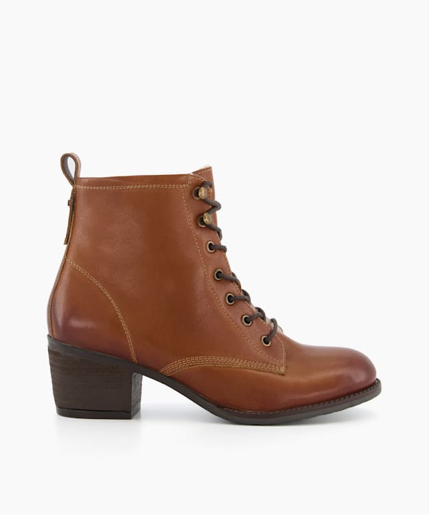 dune london Pitsy - Tan Low Heel Ankle Boots