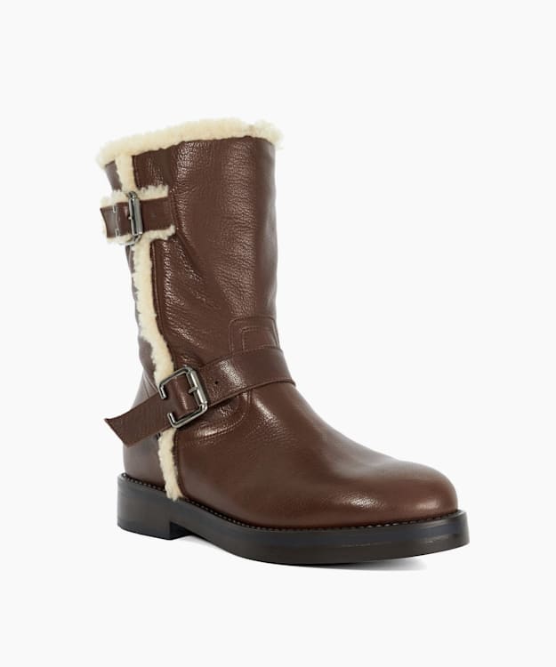 Dune London Pixo - Brown Faux Shearling Lined Boots