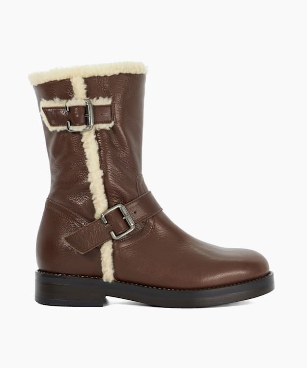 dune london Pixo - Brown Faux Shearling Lined Boots