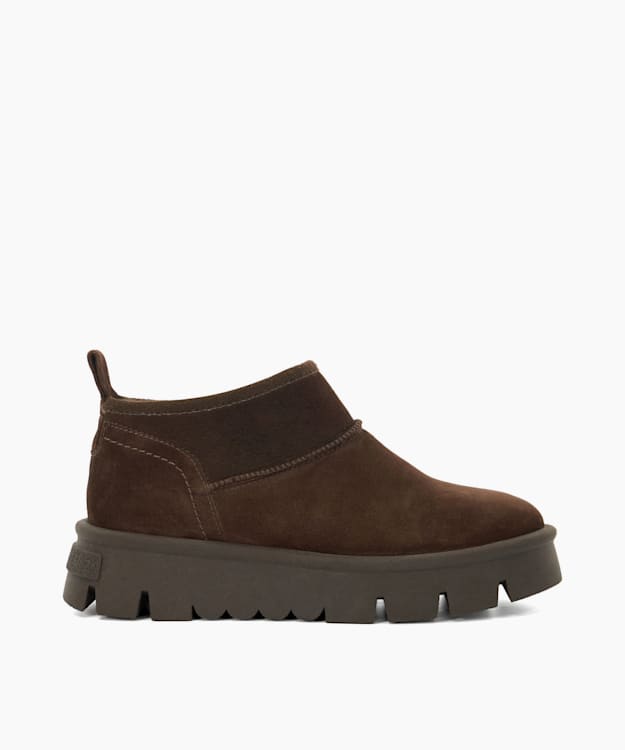dune london Pod - Brown Faux-Fur-Lined Ankle Boots